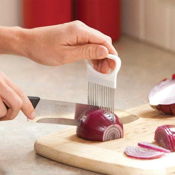 Handy Stainless Steel Onion Holder For Cutting